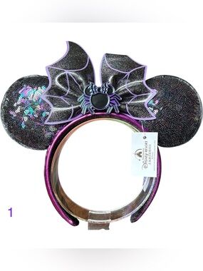 Disney Minnie Mouse Loungefly Exclusive Spiderweb Sequin Ear Headband NEW! 1